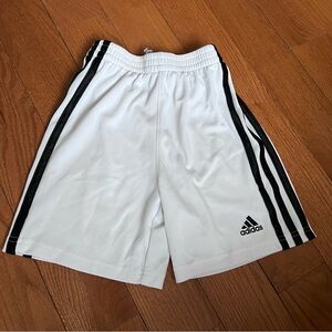 Boys Kids Adidas 3 Stripes Mesh White Shorts Size 6